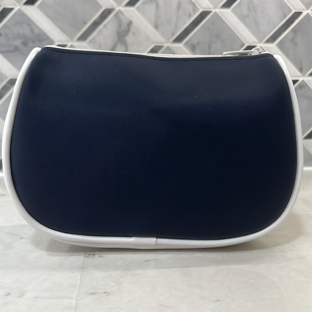 DIOR Navy and White Sateen Gold Medal Medallion Beauty Cosmetic Bag - Picture 5 of 11